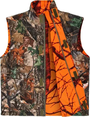 GUGULUZA Camo and Orange Hunting Reversible Vest, Game Vest Jacket for Hunting Camping (M-4XL)