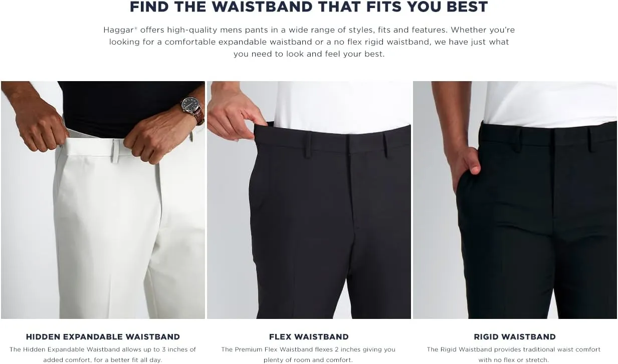 Haggar Men's Cool 18 Pro Straight Fit Flat Front Dress Casual Stretch Golf Pant
