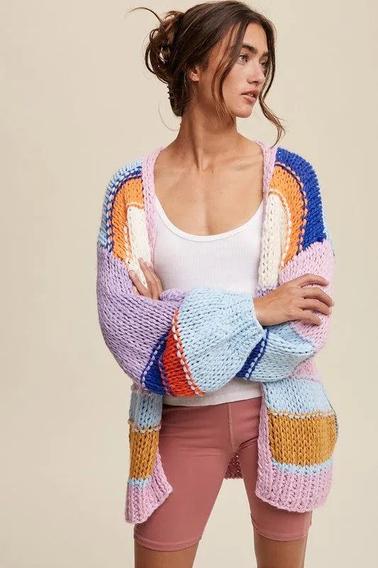Hand Knit Striped Cardigan