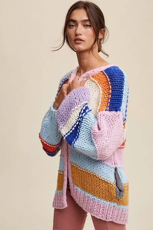 Hand Knit Striped Cardigan