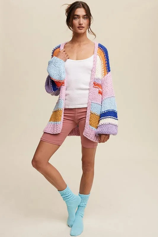 Hand Knit Striped Cardigan