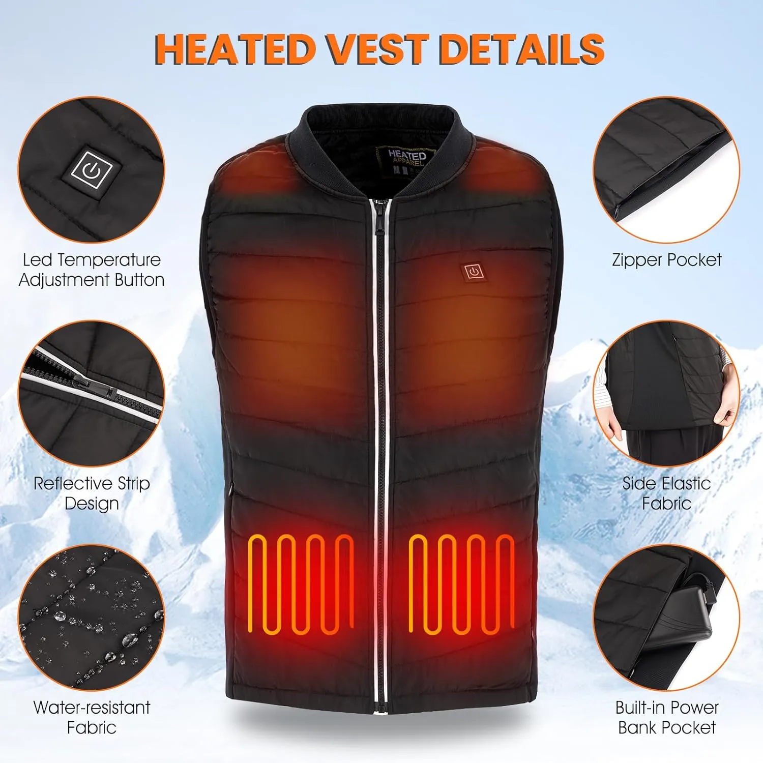 Heated Vest for Men Women,Rechargeable Electric Heated Vest with 16000mAh 5V Battery Pack Included Warm Heating Vest
