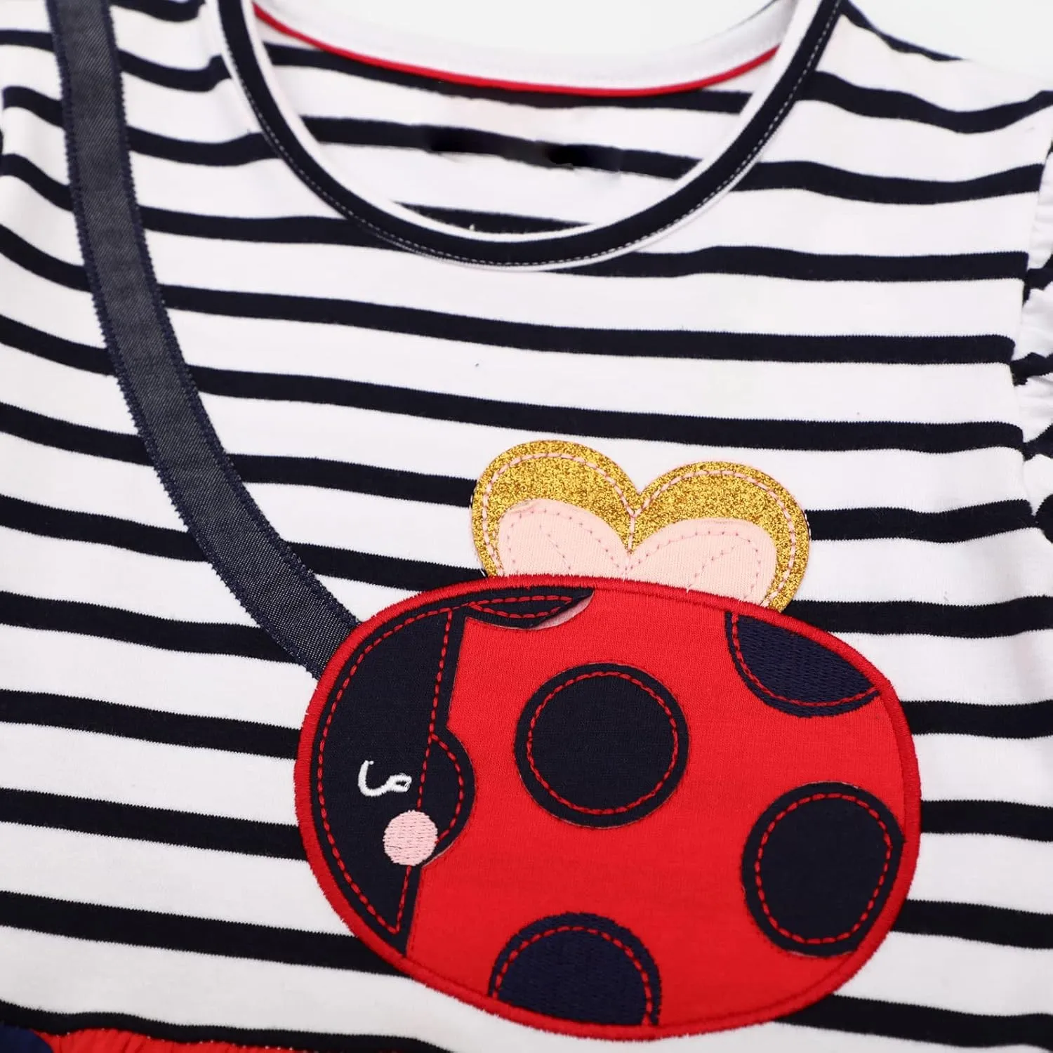 HILEELANG Toddler Girls Short Sleeve Dress Easter Cotton Casual Summer Appliques Shirt Jersey Dresses