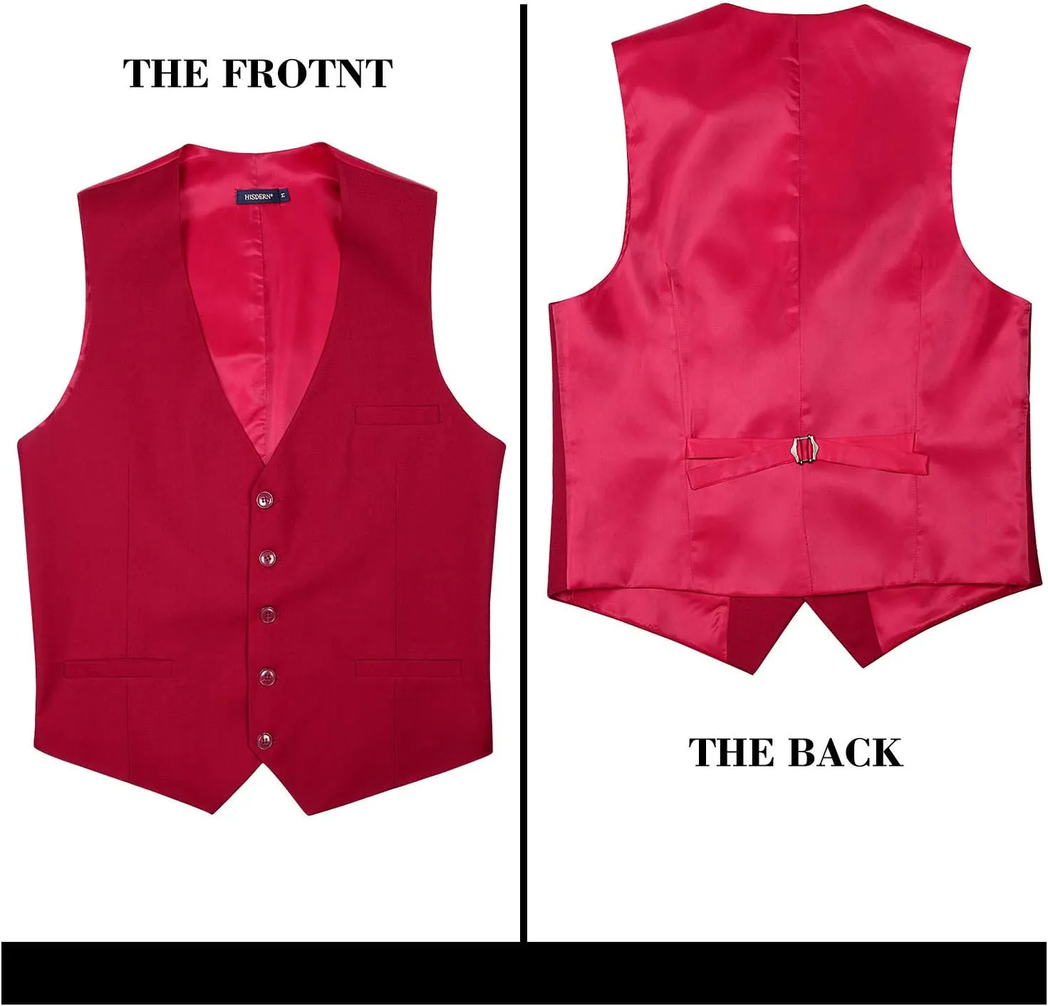 HISDERN Men's Suit Vest Business Formal Dress Waistcoat Vest with 3 Pockets for Suit or Tuxedo Slim Fit
