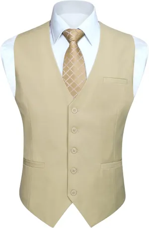 HISDERN Men's Suit Vest Business Formal Dress Waistcoat Vest with 3 Pockets for Suit or Tuxedo Slim Fit