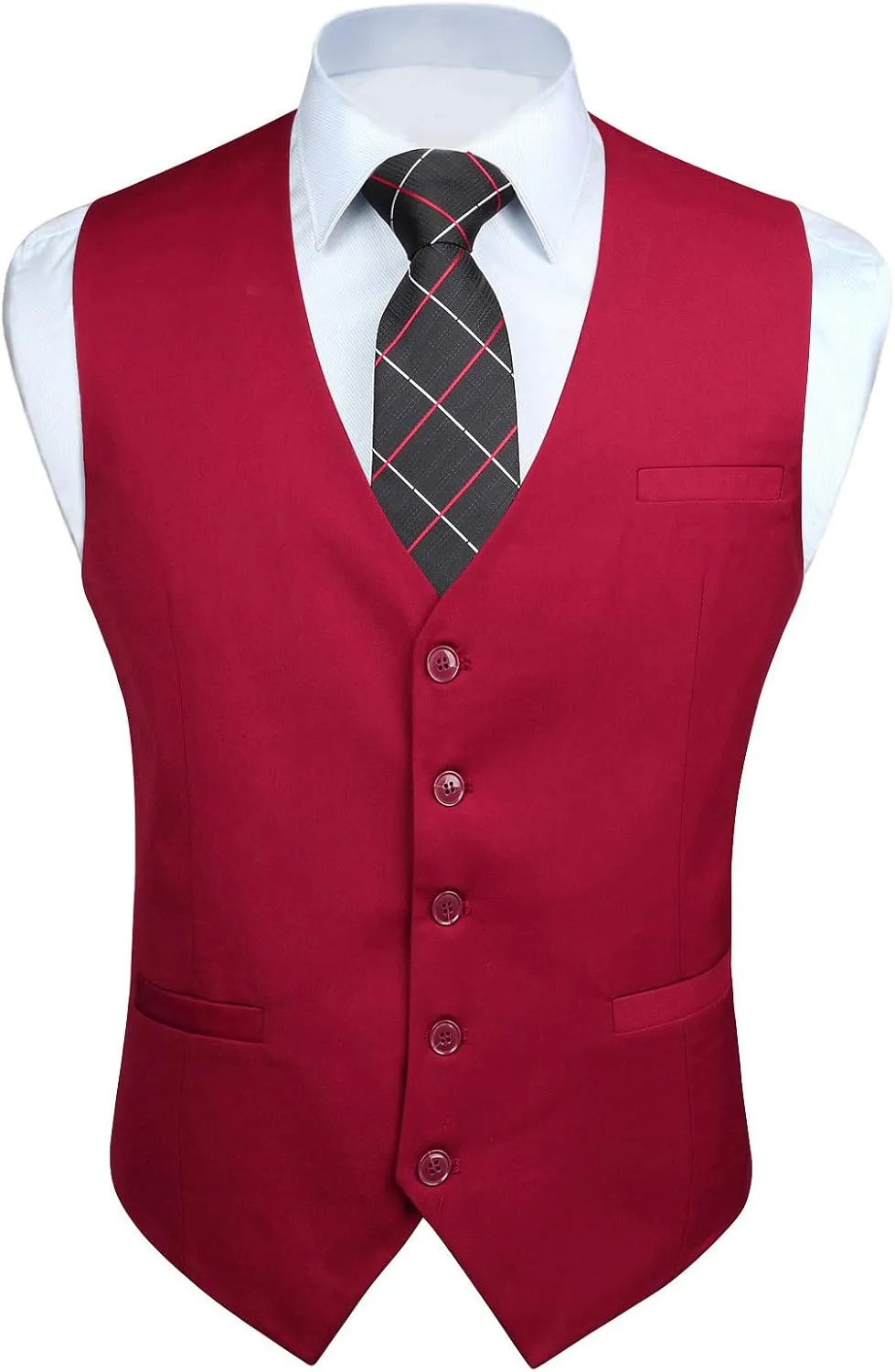 HISDERN Men's Suit Vest Business Formal Dress Waistcoat Vest with 3 Pockets for Suit or Tuxedo Slim Fit