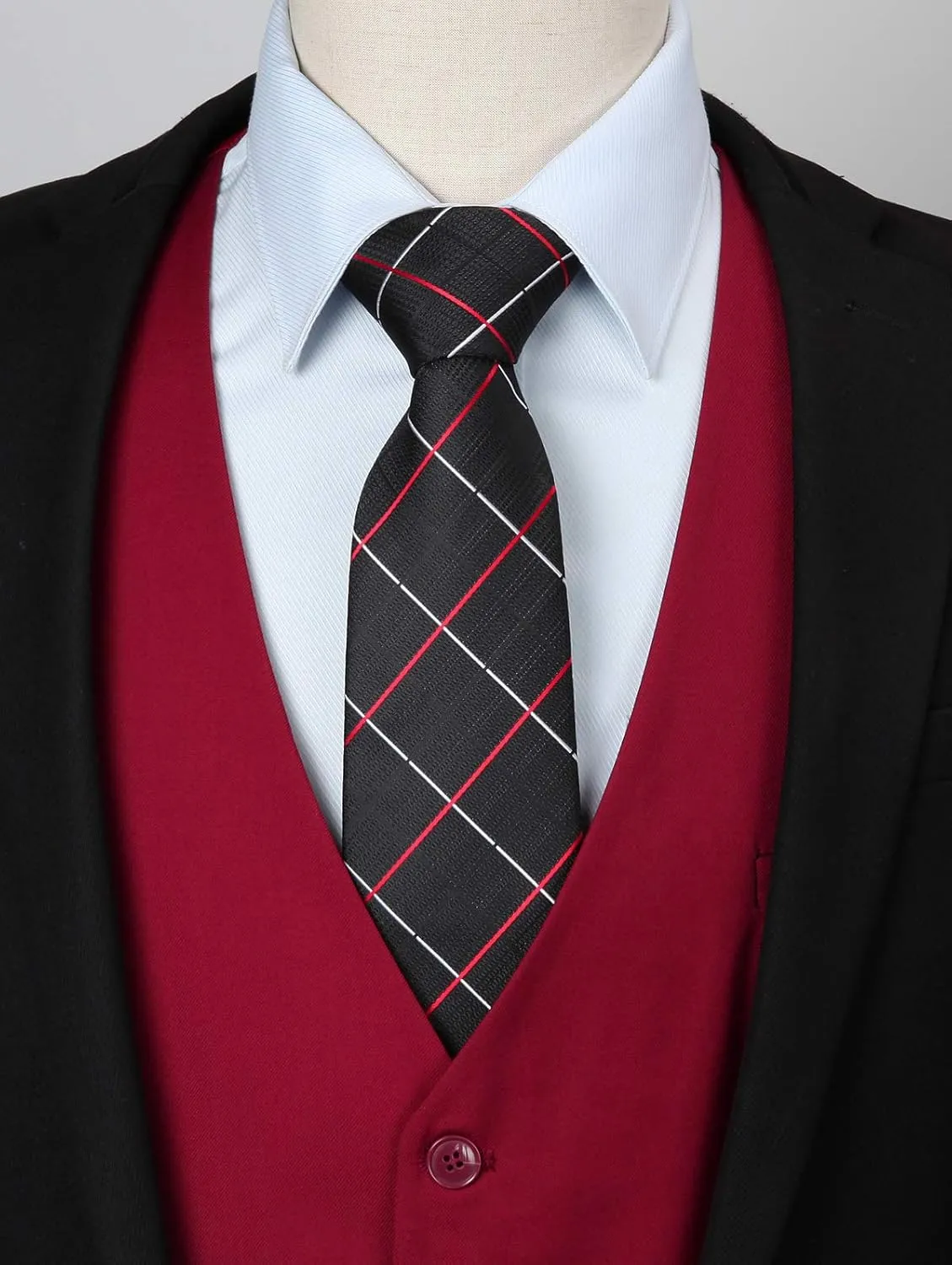 HISDERN Men's Suit Vest Business Formal Dress Waistcoat Vest with 3 Pockets for Suit or Tuxedo Slim Fit