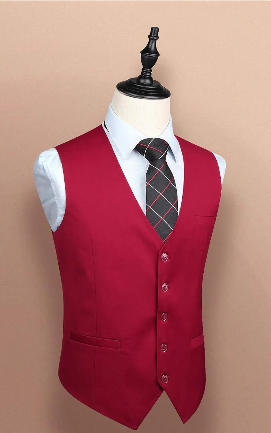 HISDERN Men's Suit Vest Business Formal Dress Waistcoat Vest with 3 Pockets for Suit or Tuxedo Slim Fit