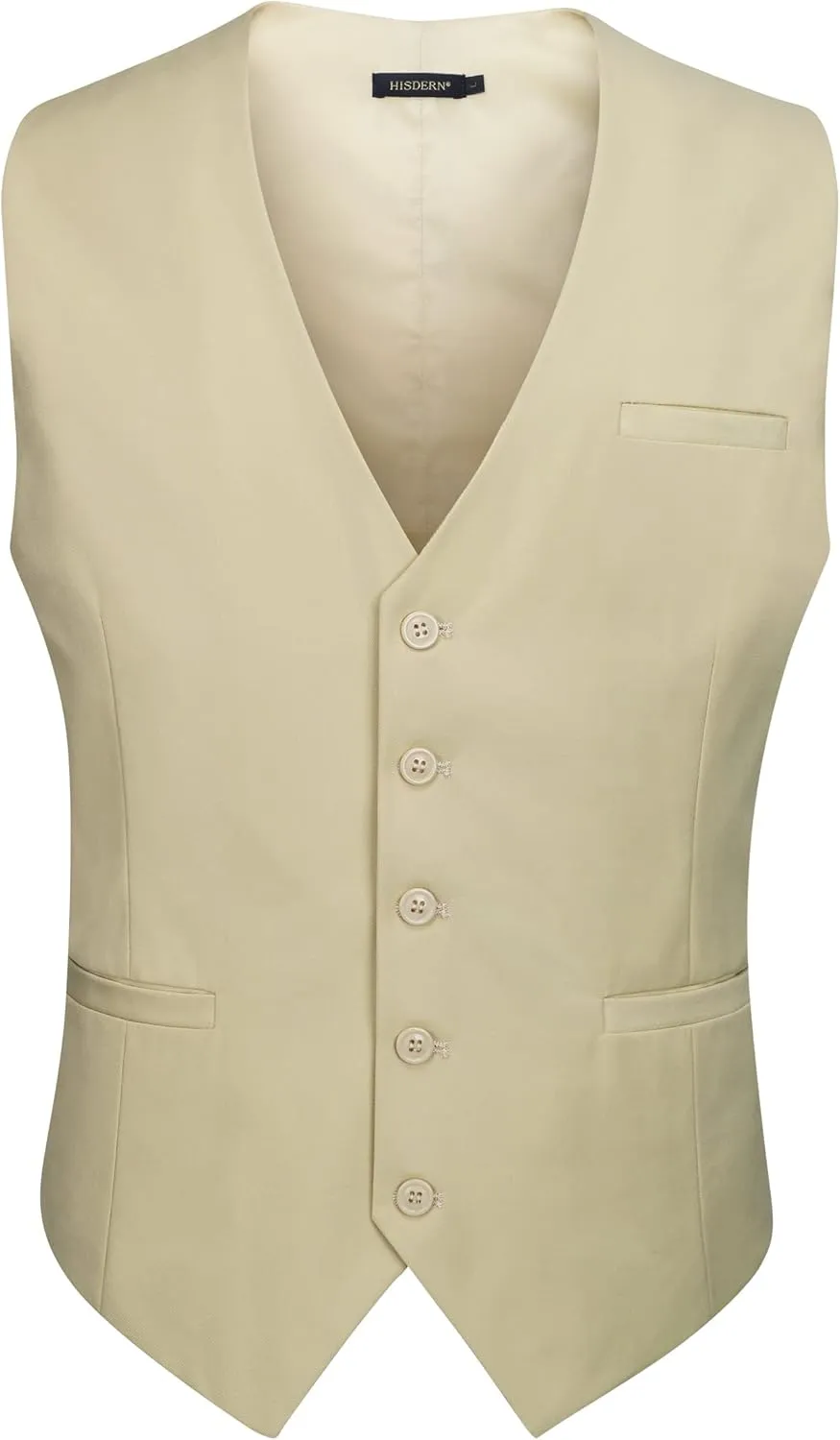 HISDERN Men's Suit Vest Business Formal Dress Waistcoat Vest with 3 Pockets for Suit or Tuxedo Slim Fit