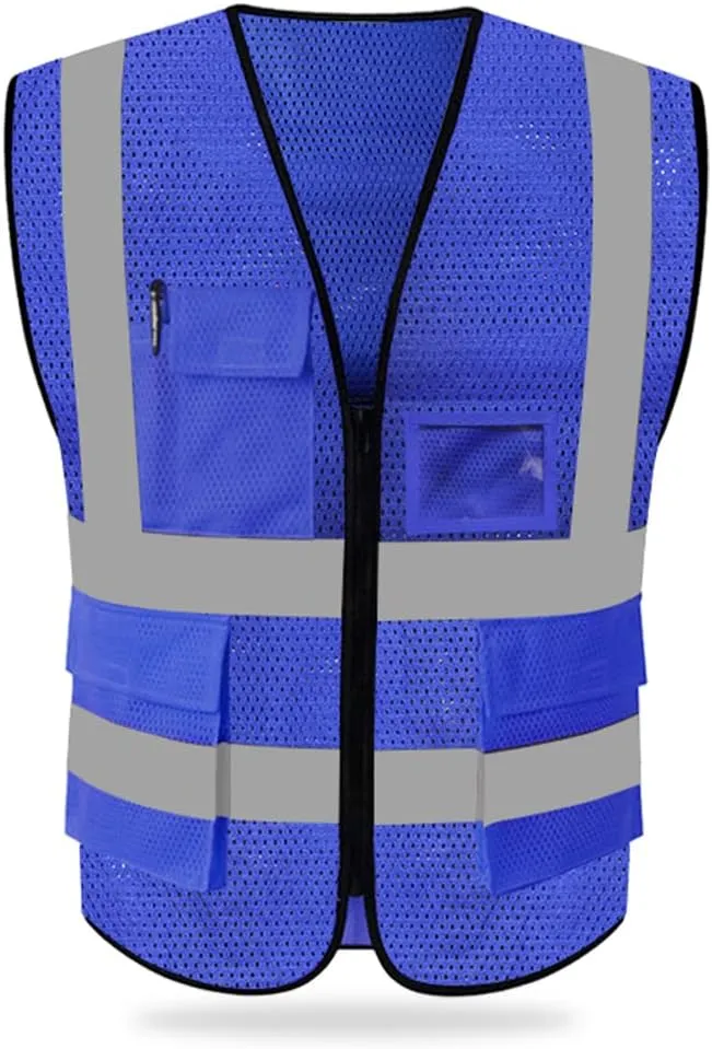 HYCOPROT High Visibility Mesh Safety Reflective Vest with Pockets and Zipper, Meets ANSI/ISEA Standards