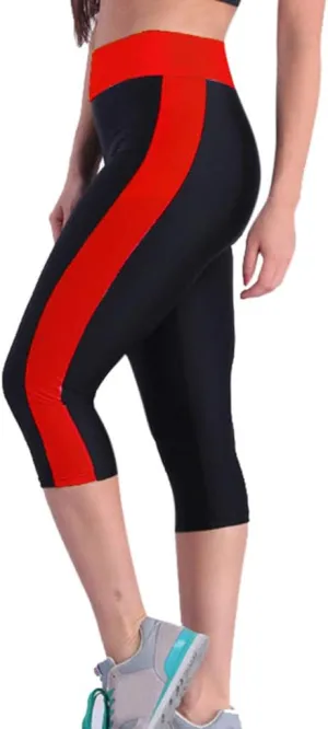 iQKA Side Leggings Waist Tummy Women's High Pockets Capris Control Yoga Workout Pants