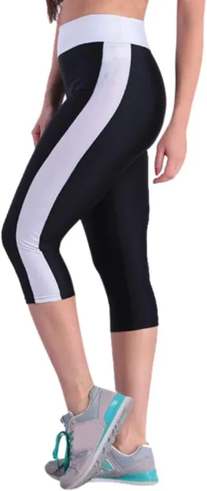 iQKA Side Leggings Waist Tummy Women's High Pockets Capris Control Yoga Workout Pants