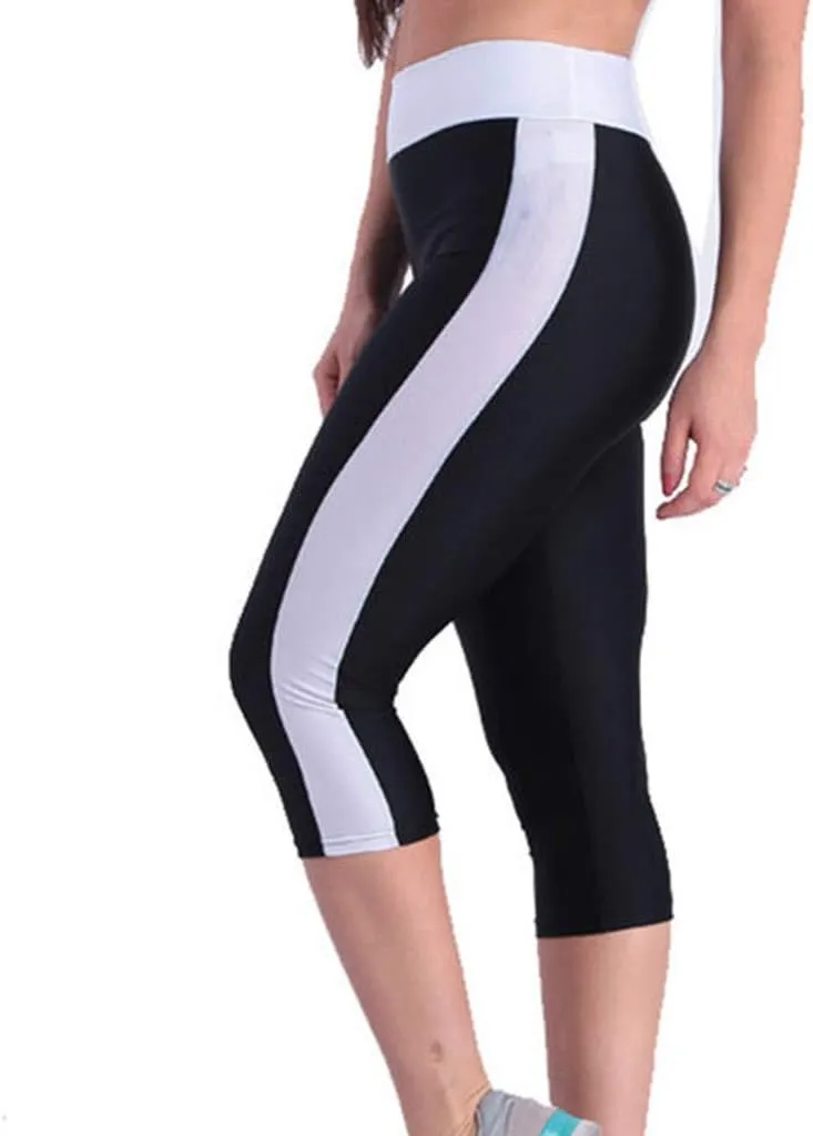 iQKA Side Leggings Waist Tummy Women's High Pockets Capris Control Yoga Workout Pants