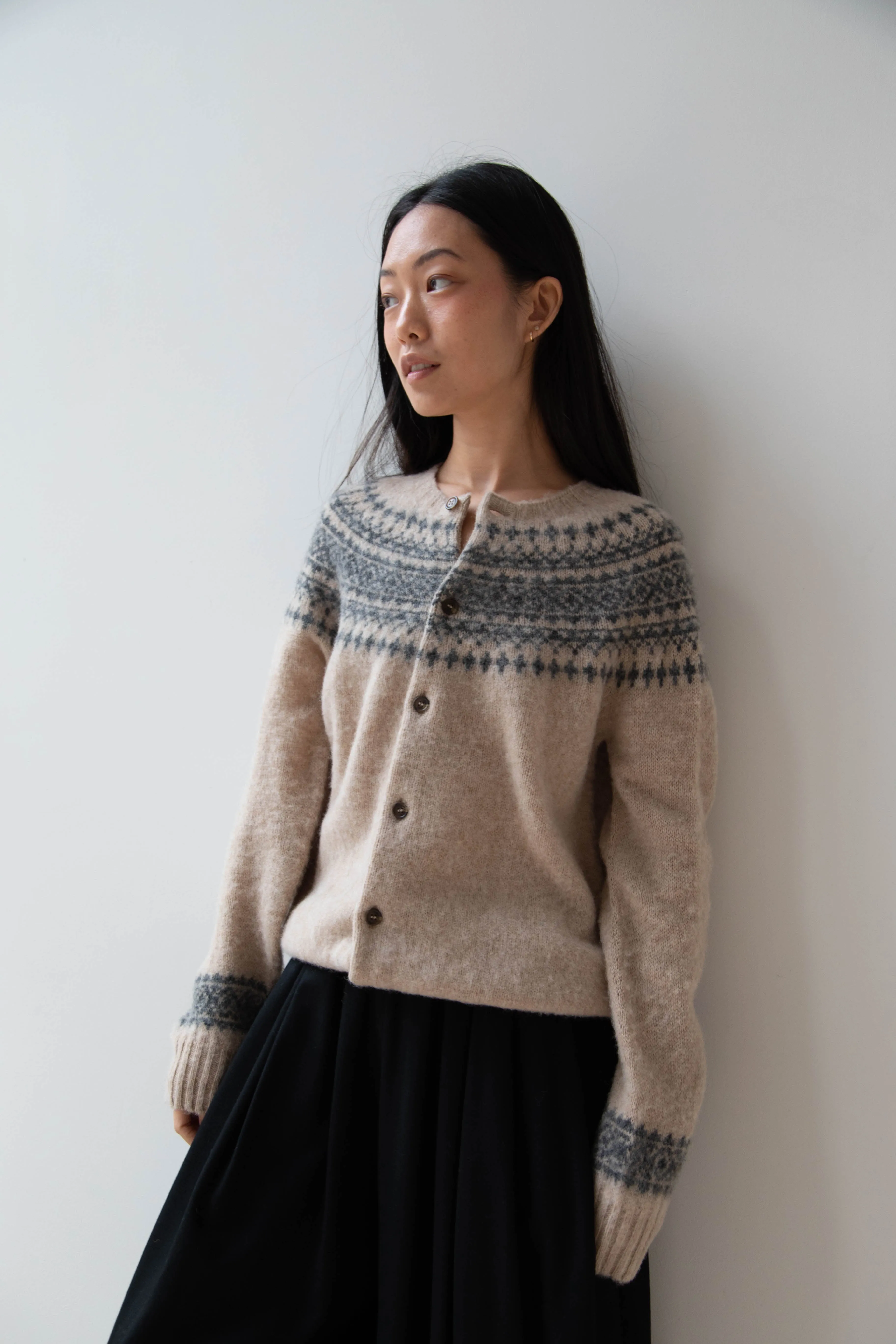John Tulloch | Nordic Cardigan in Grey & Oatmilk