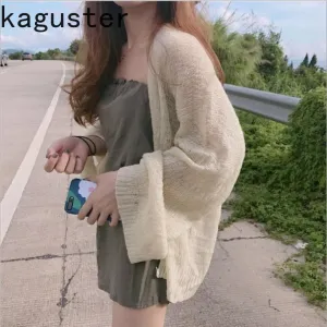 Knitted Cardigan women plus size Summer cardigan Sweater women Loose Hollow coat kardigan Sweter Cardigans korean top