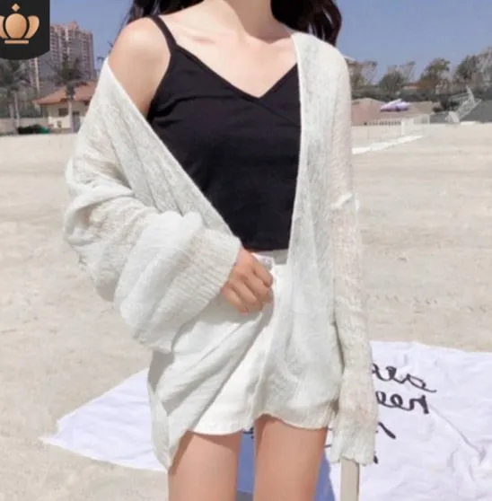 Knitted Cardigan women plus size Summer cardigan Sweater women Loose Hollow coat kardigan Sweter Cardigans korean top