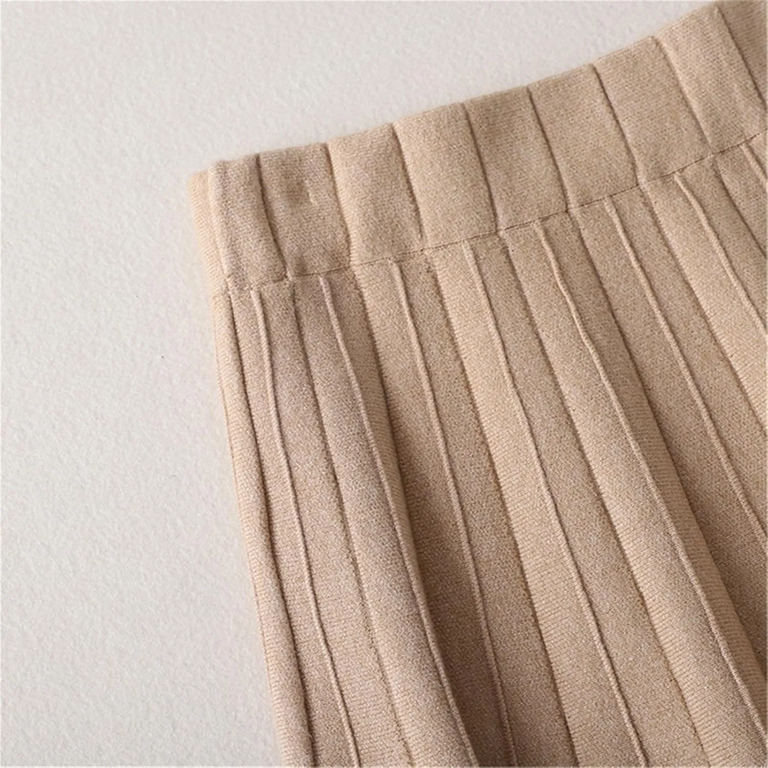 Knitting Skirts for Women Elastic High Waist Fall Winter A Line Casual Midi Pleated Skirt Blue Black