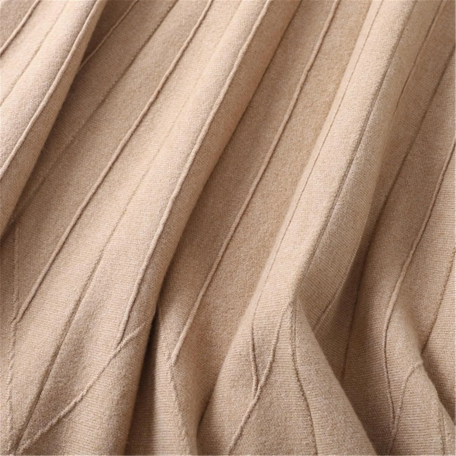 Knitting Skirts for Women Elastic High Waist Fall Winter A Line Casual Midi Pleated Skirt Blue Black