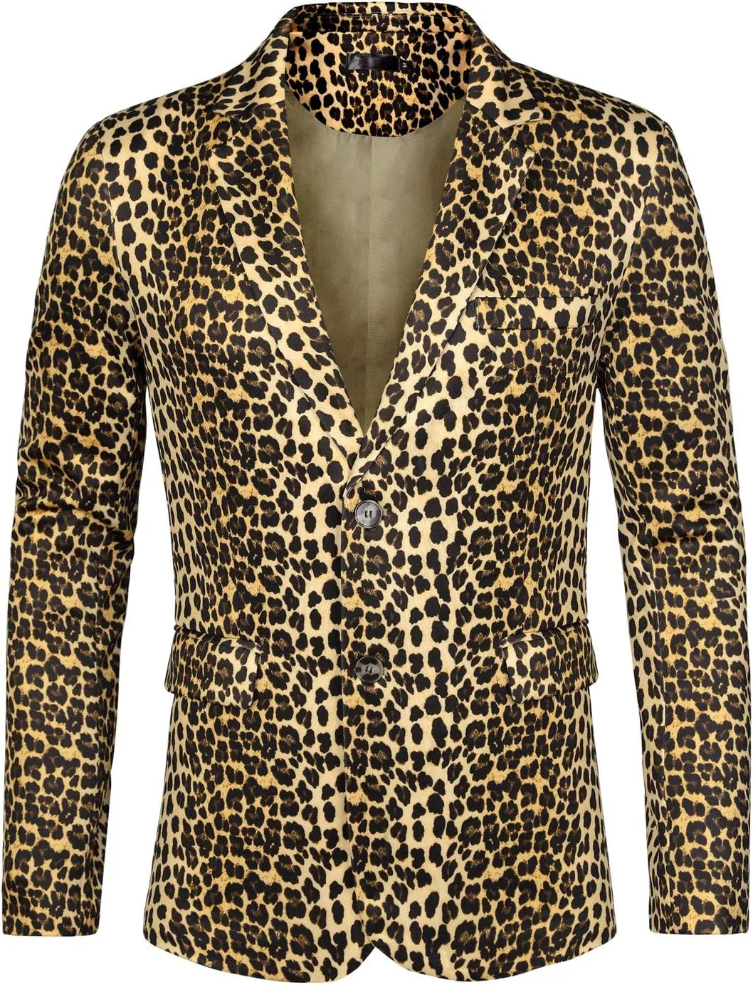Lars Amadeus Men's Party Animal Leopard Print Blazer Notched Lapel Lightweight Sport Coat Suit Jacket