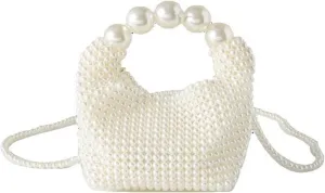 Luxury Pearl Bag Chain Bag Purse Ladies Beaded Cross Body Shoulder Bag Handmade Bags Women's Clutches for Wedding Party Bridal Party Gifts for Girls Women 25