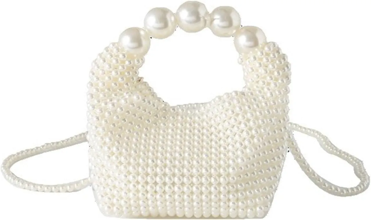 Luxury Pearl Bag Chain Bag Purse Ladies Beaded Cross Body Shoulder Bag Handmade Bags Women's Clutches for Wedding Party Bridal Party Gifts for Girls Women 25