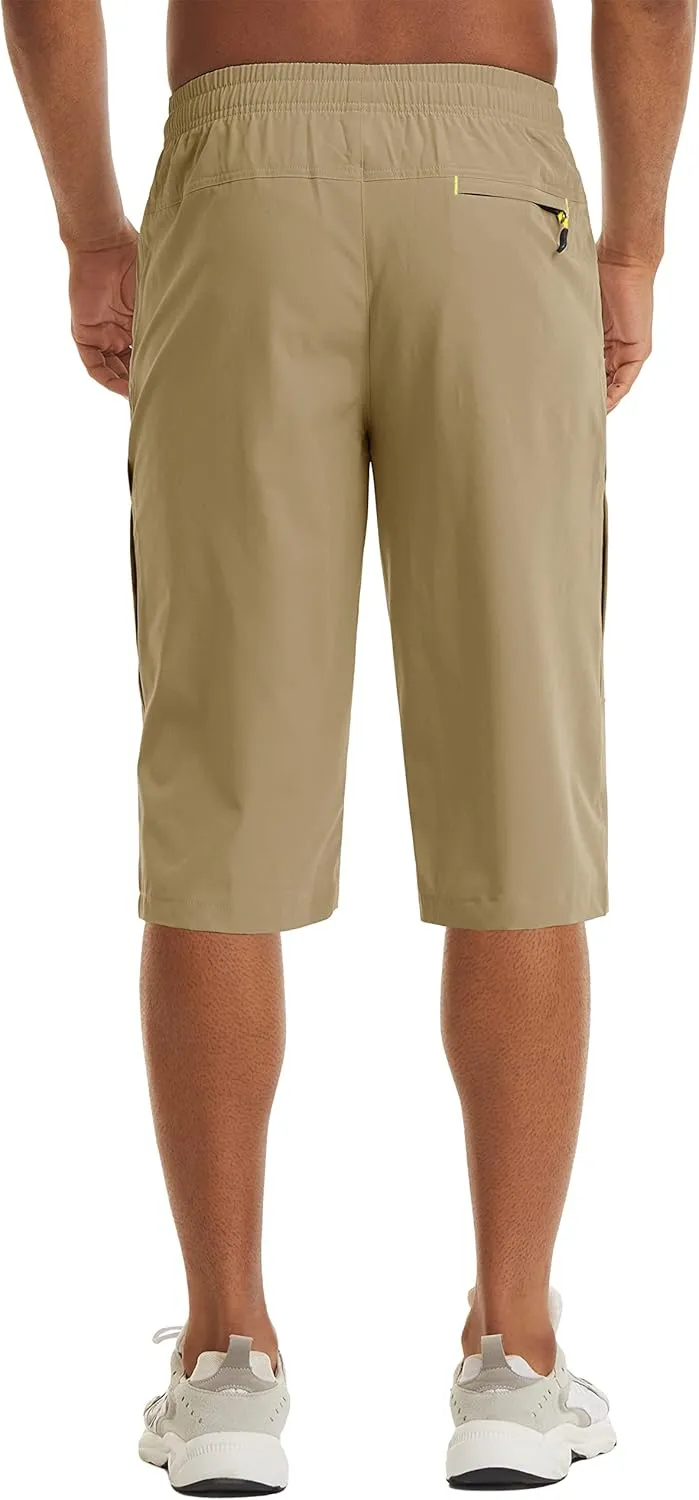 MAGCOMSEN Men's Capri Shorts Quick Dry Below Knee 3/4 Capri Pants with Zipper Pockets for Workout Running Training Summer