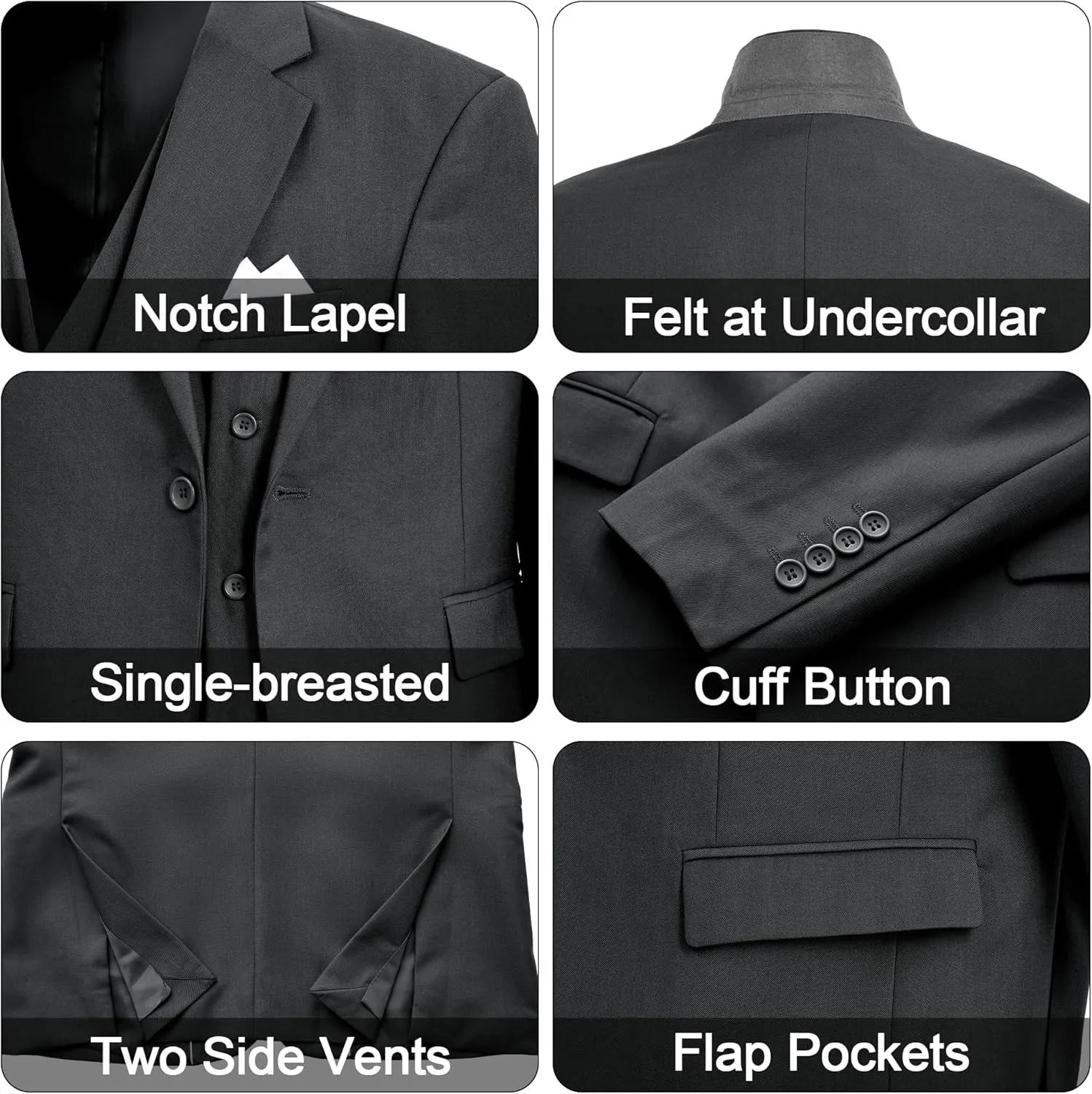 MAGE MALE Mens 3 Piece Suits Slim Fit Tuxedo Suit Set Soild Prom Wedding Suits One Button Blazer Vest Pants Set with Bow Tie