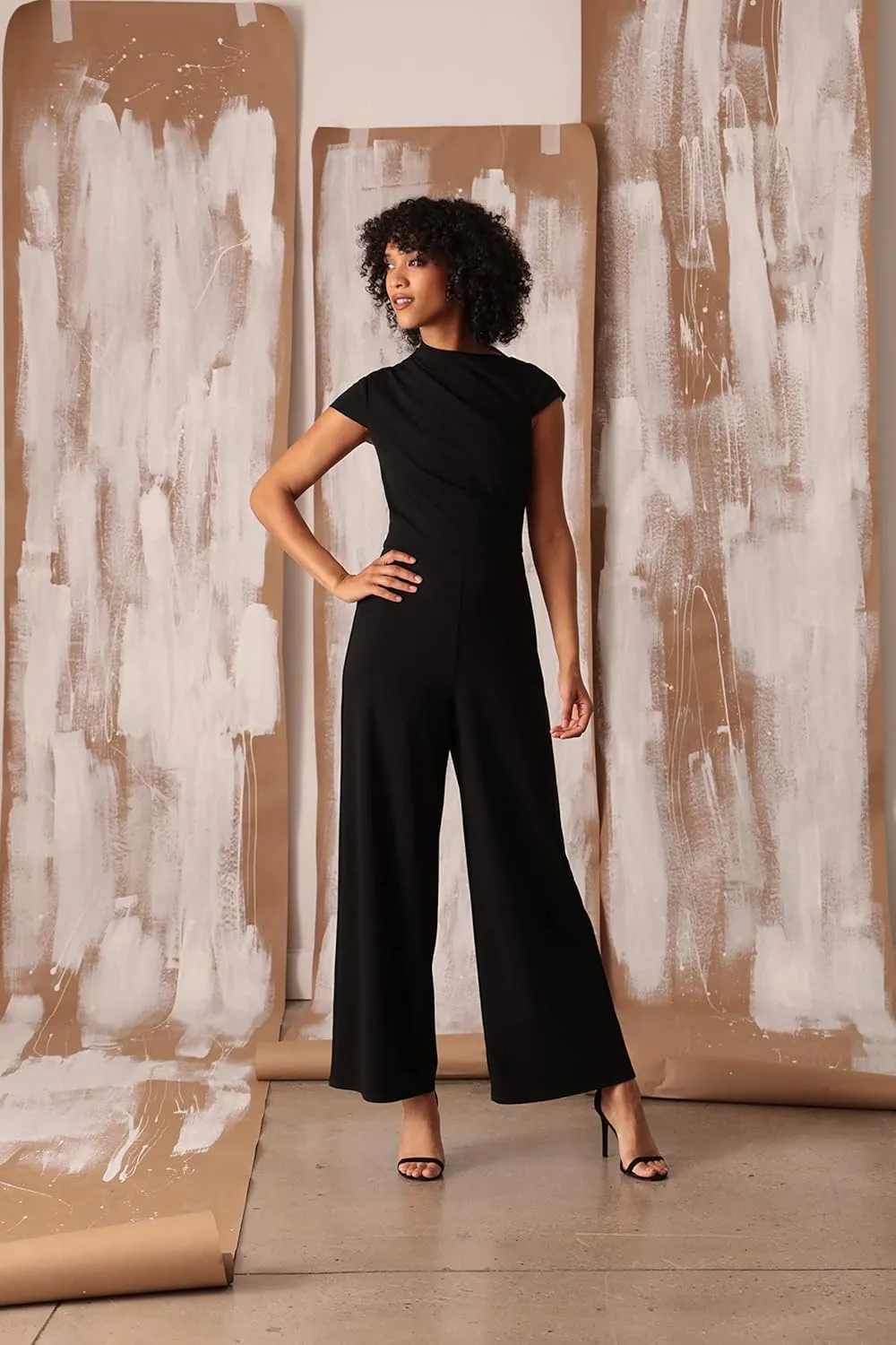 Maggy London womens High Neck Jumpsuit Workwear Office Occasion Event Guest of