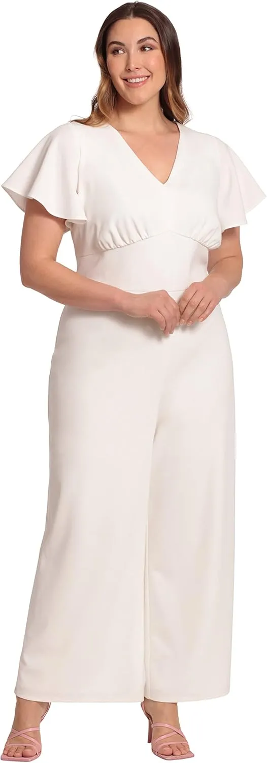 Maggy London womens Short Sleeve V-neck Jumpsuit Workwear Desk to Dinner Event Occasion Guest of