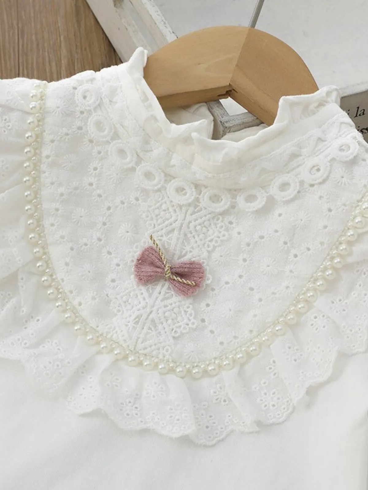 Make A Statement Long Sleeve Bib Collar Lace Top