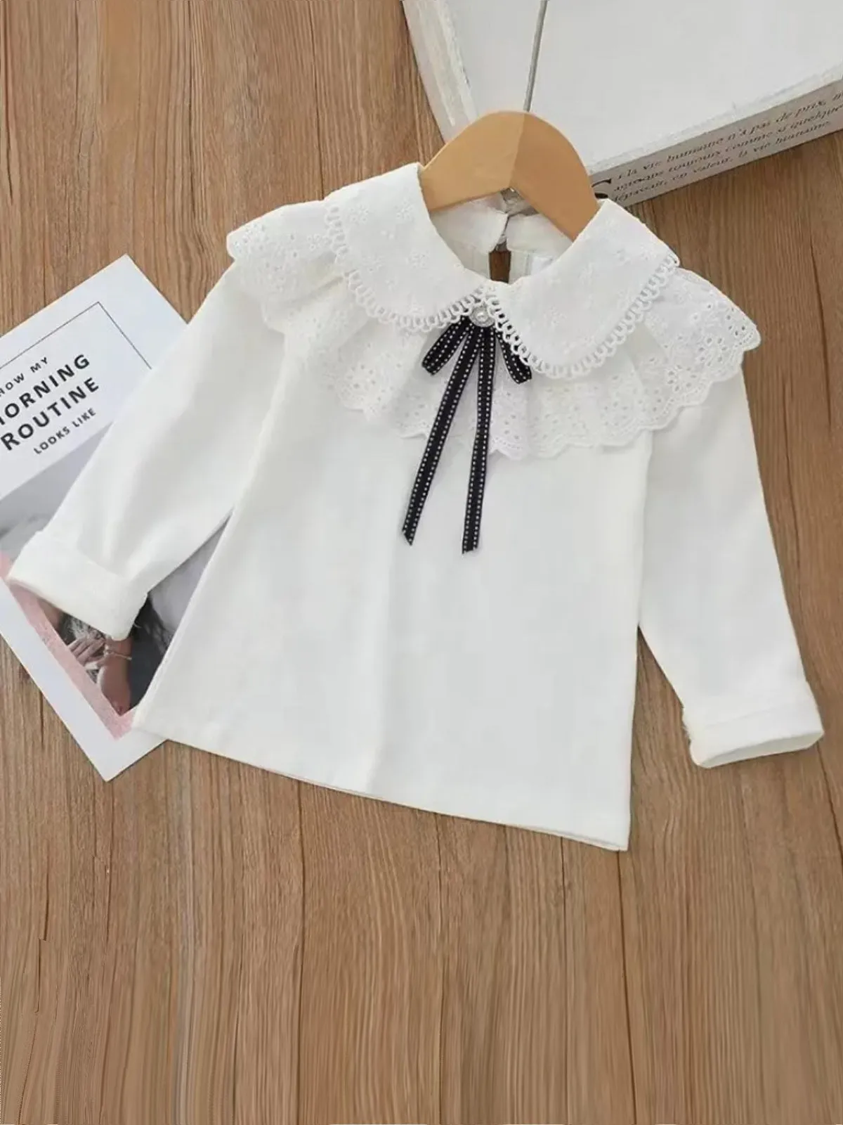 Make A Statement Long Sleeve Bib Collar Lace Top