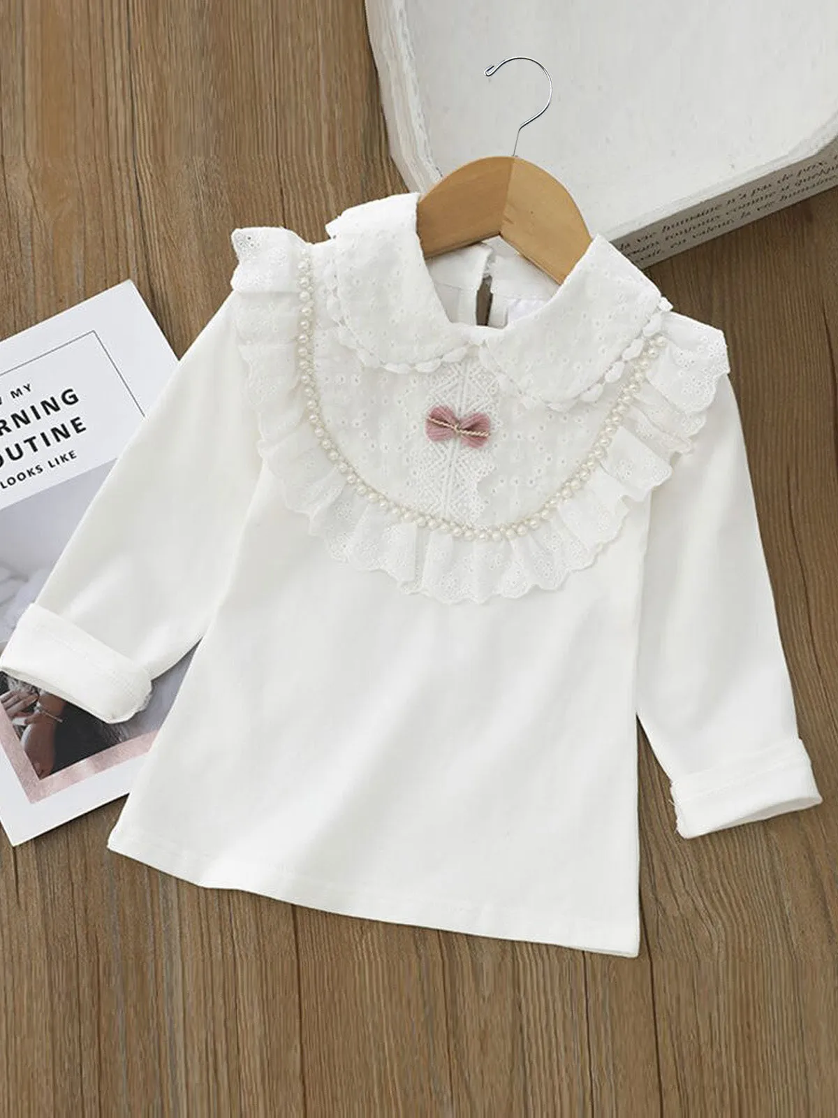 Make A Statement Long Sleeve Bib Collar Lace Top