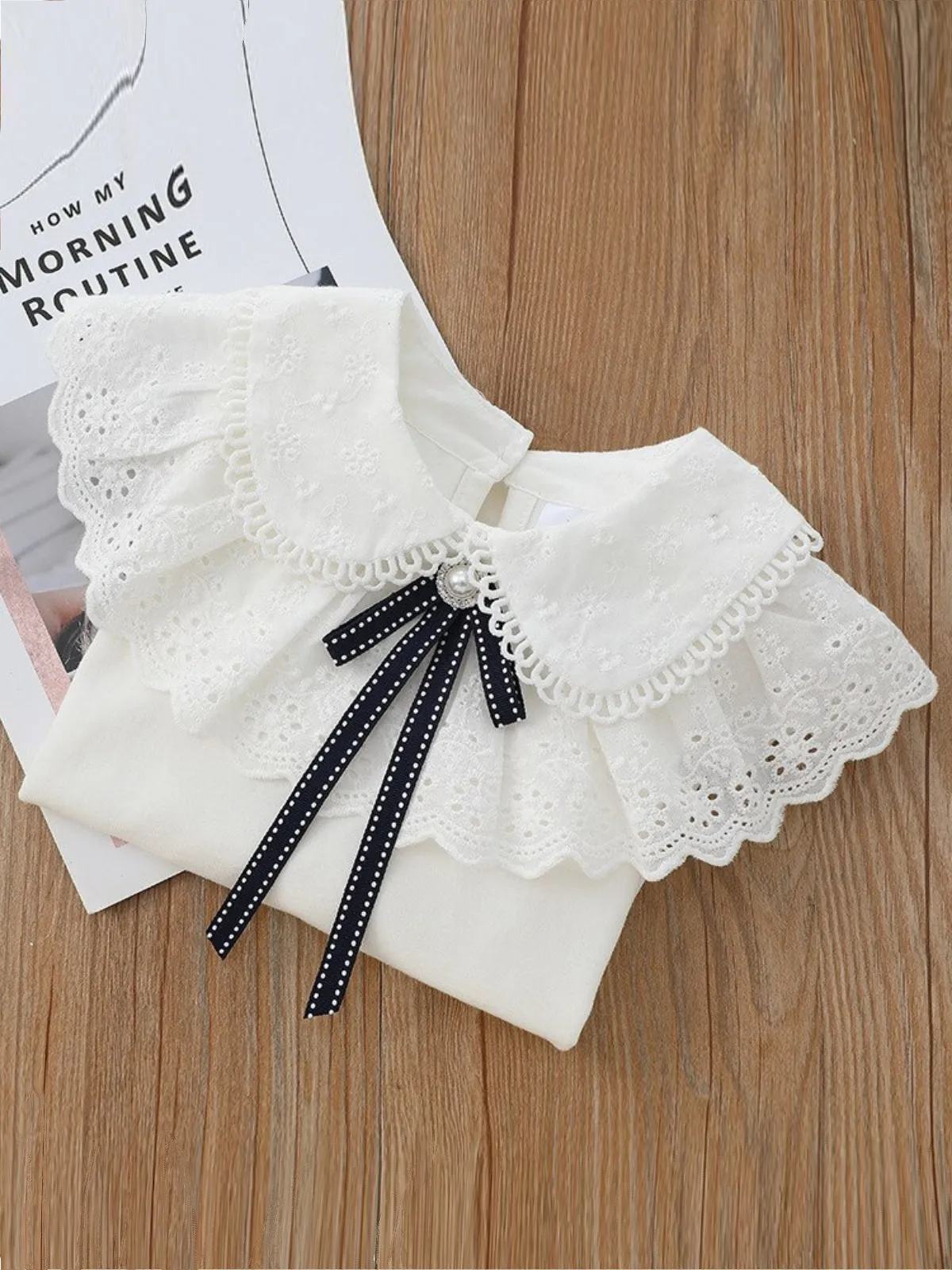 Make A Statement Long Sleeve Bib Collar Lace Top