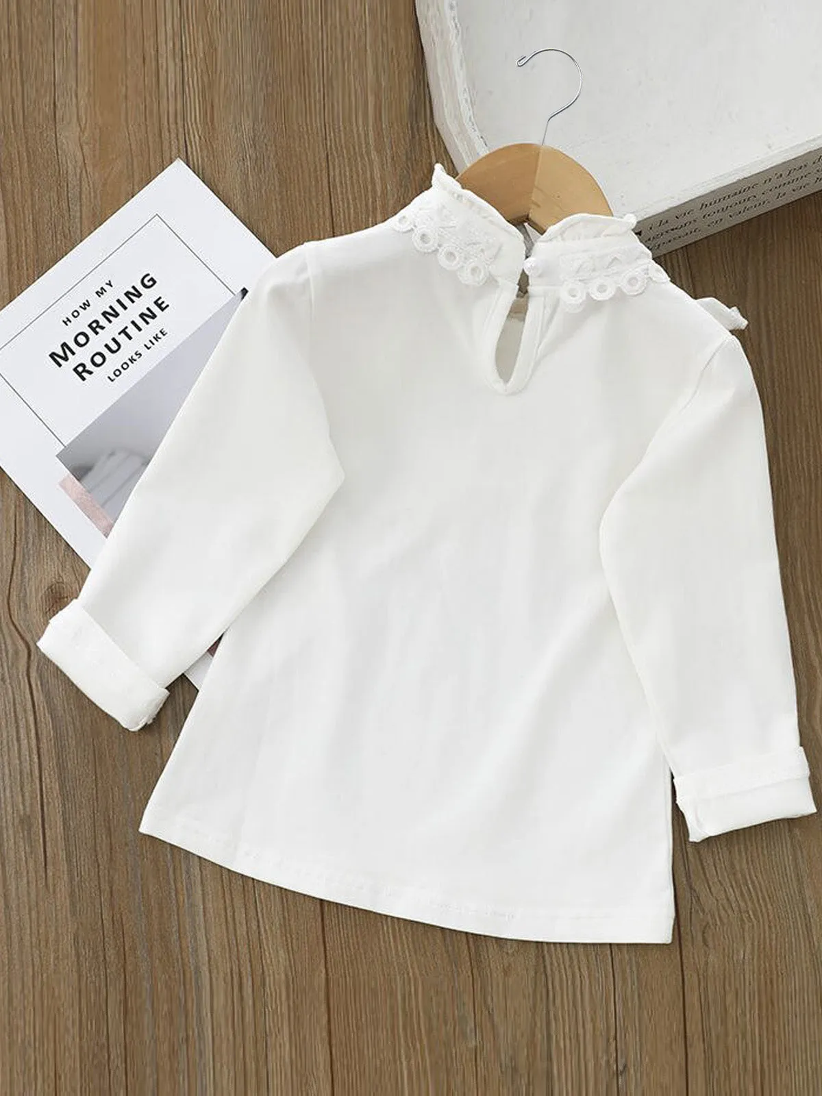Make A Statement Long Sleeve Bib Collar Lace Top