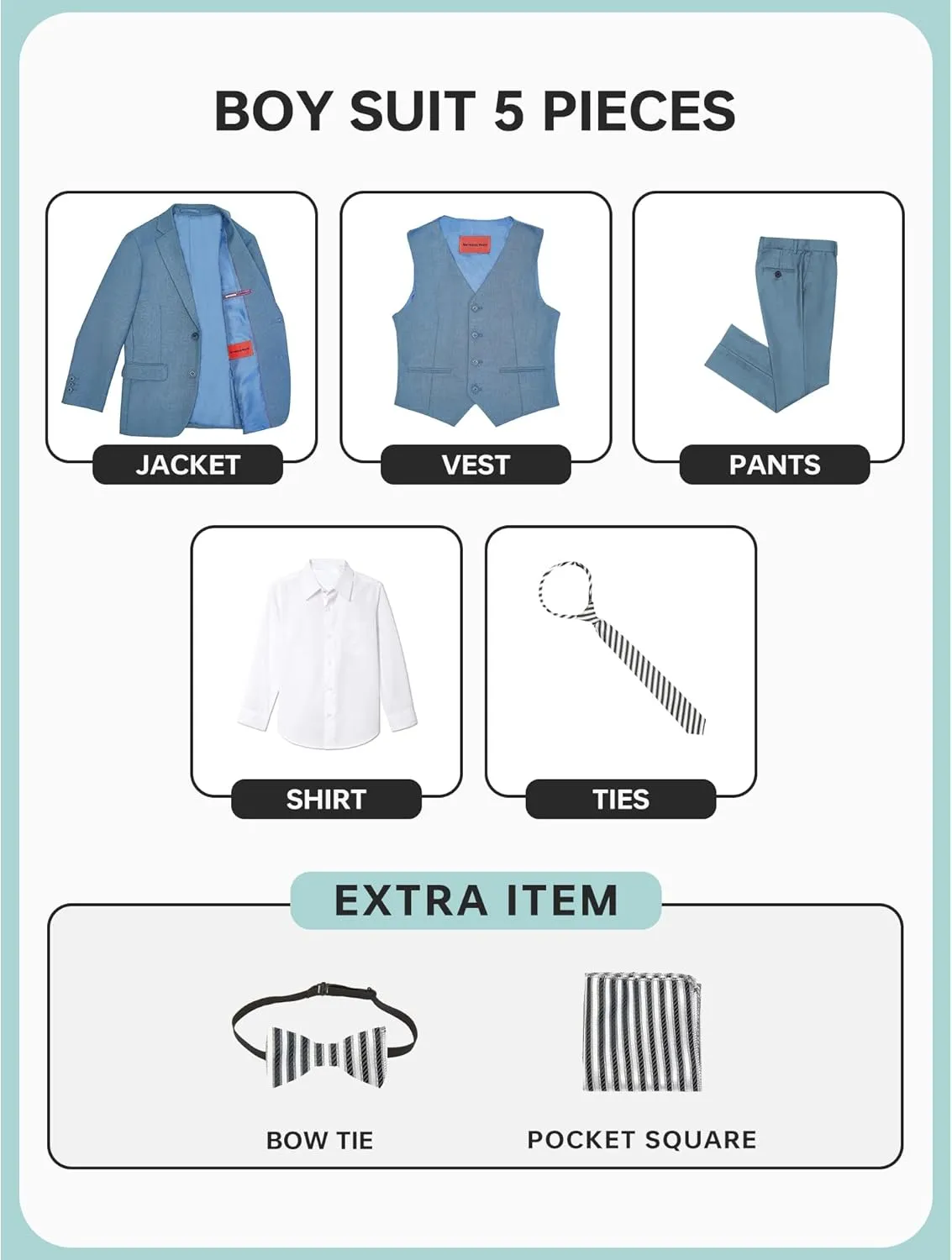 Marvelous World Boys' Formal Slim Fit Suit Set, Adjustable Waist