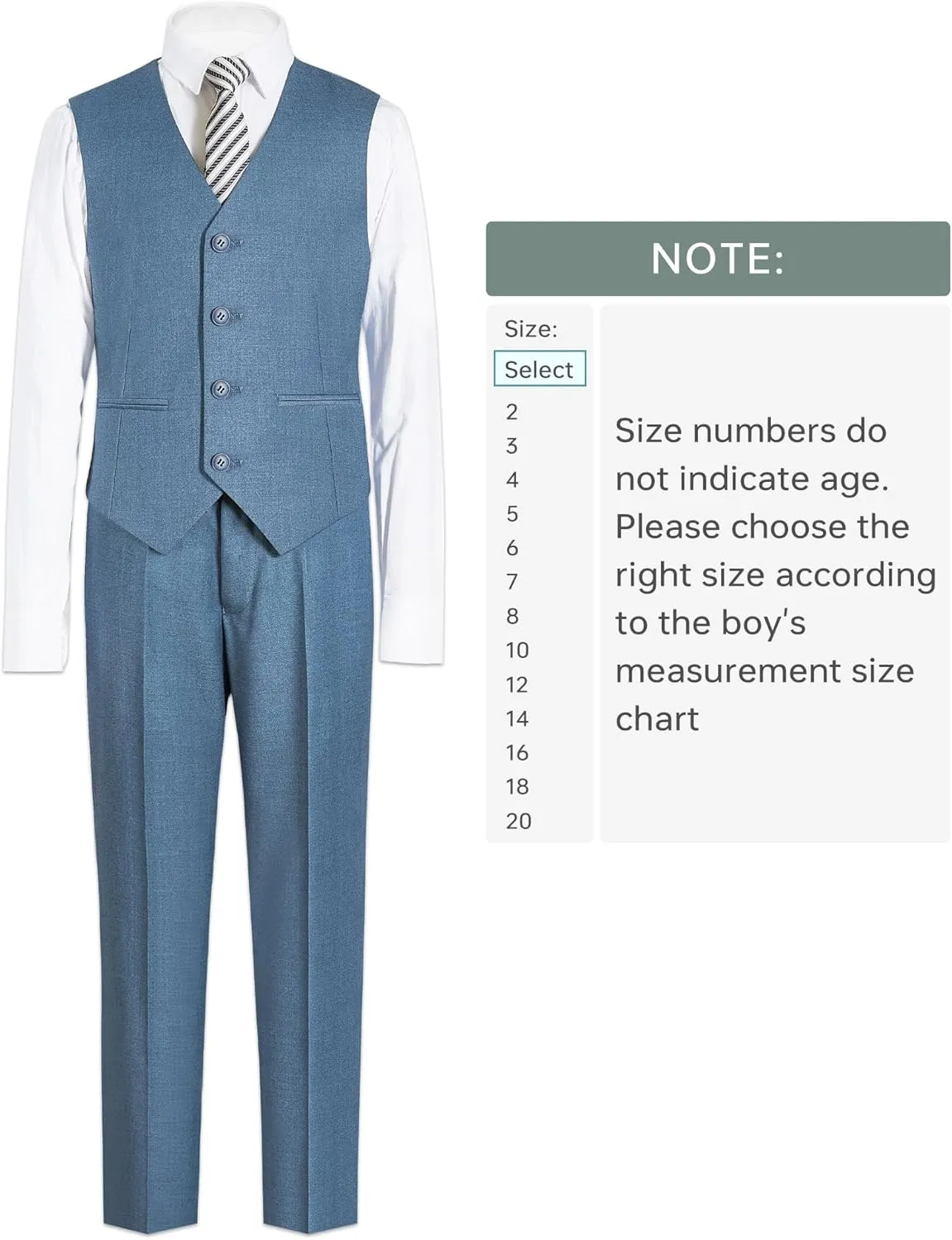 Marvelous World Boys' Formal Slim Fit Suit Set, Adjustable Waist
