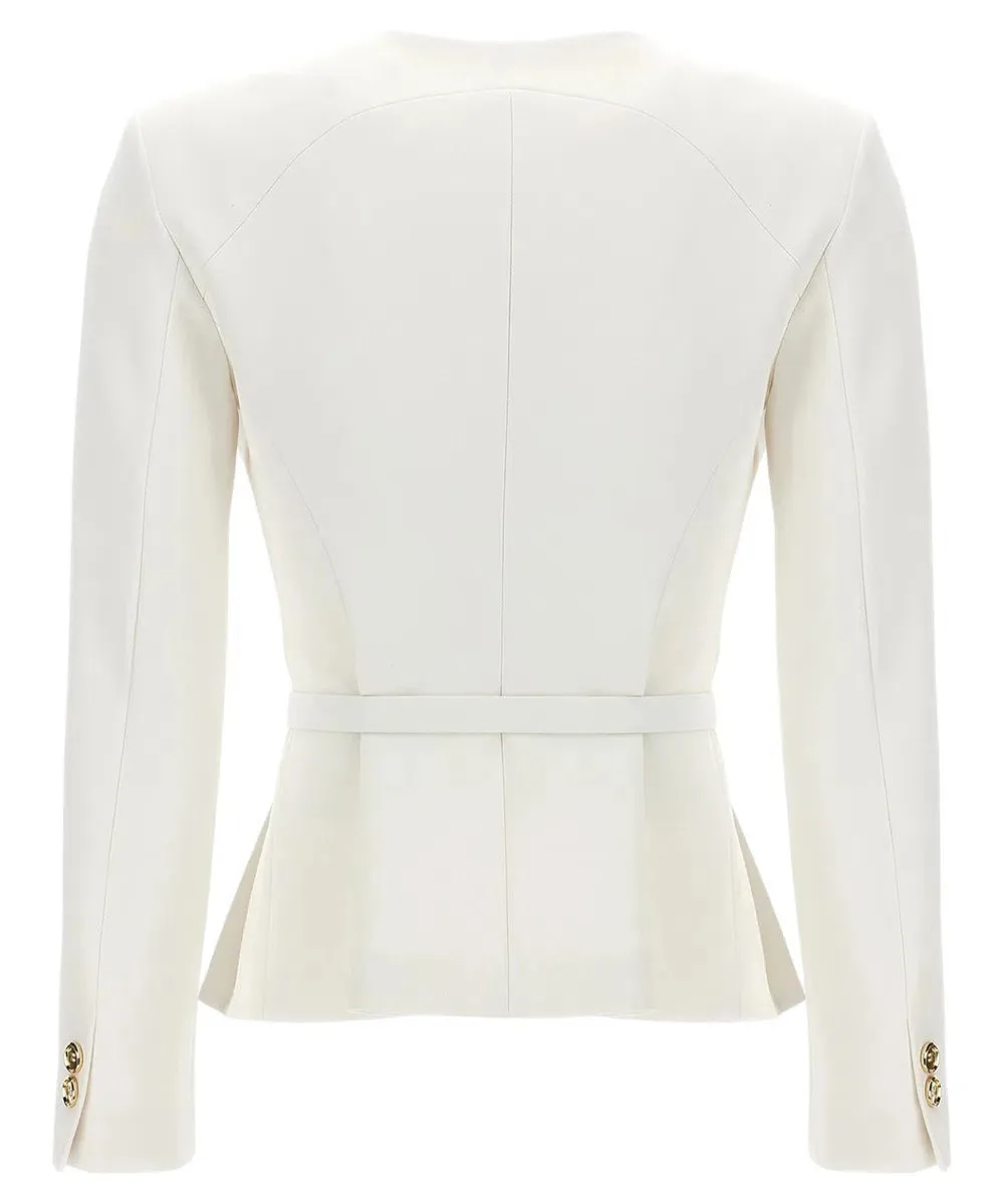 Megnone blazer elegante con cintura in crepe
