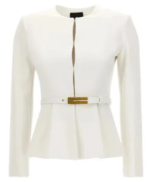 Megnone blazer elegante con cintura in crepe