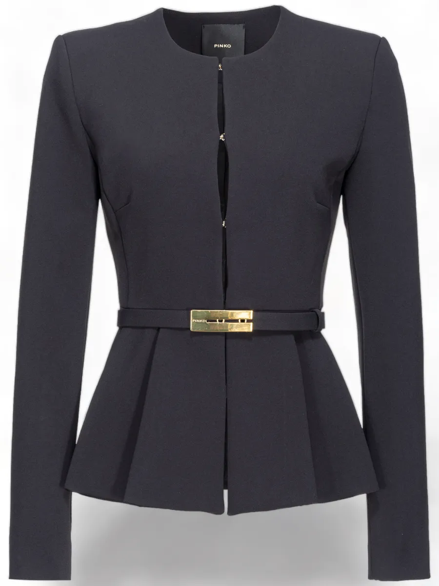 Megnone blazer elegante con cintura in crepe