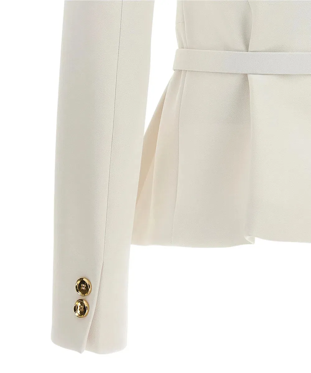 Megnone blazer elegante con cintura in crepe