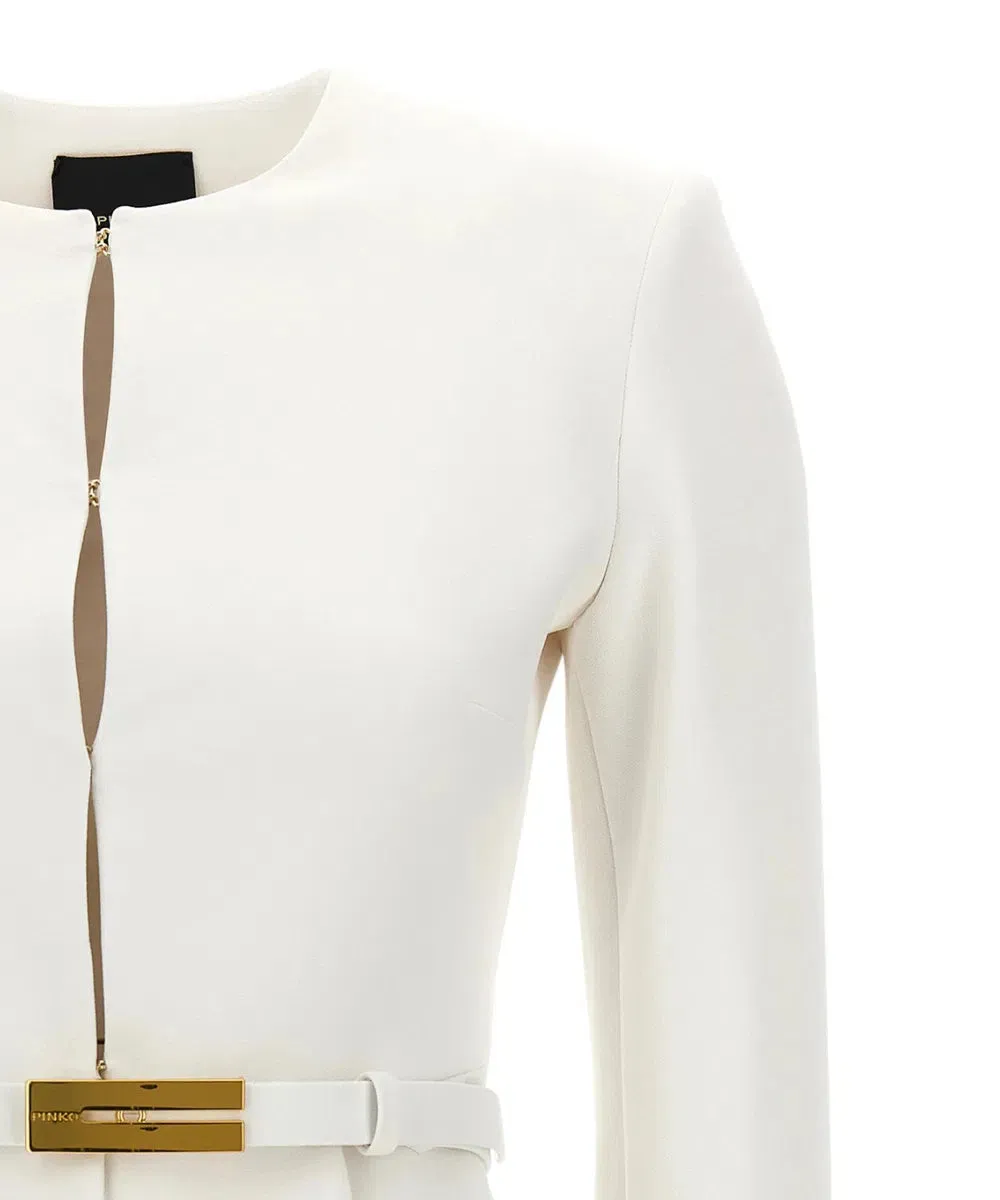 Megnone blazer elegante con cintura in crepe