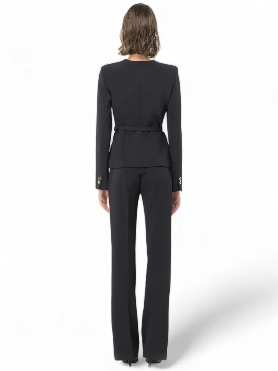 Megnone blazer elegante con cintura in crepe