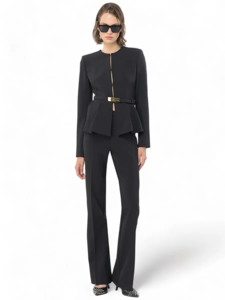 Megnone blazer elegante con cintura in crepe