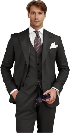 Men's 3 Piece Slim Fit Suits Two Buttons Tuxedo Formal Business Suit for Wedding Prom Dinner Party