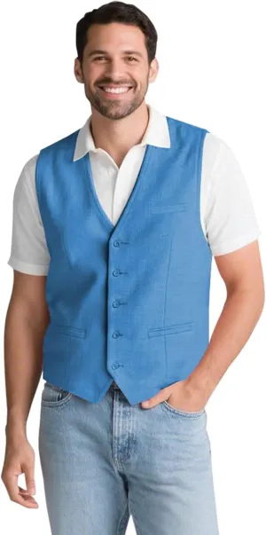 Mens Linen Suit Vest Summer Beach Wedding Waistcoat Lightweight Casual Dress Vest for Men