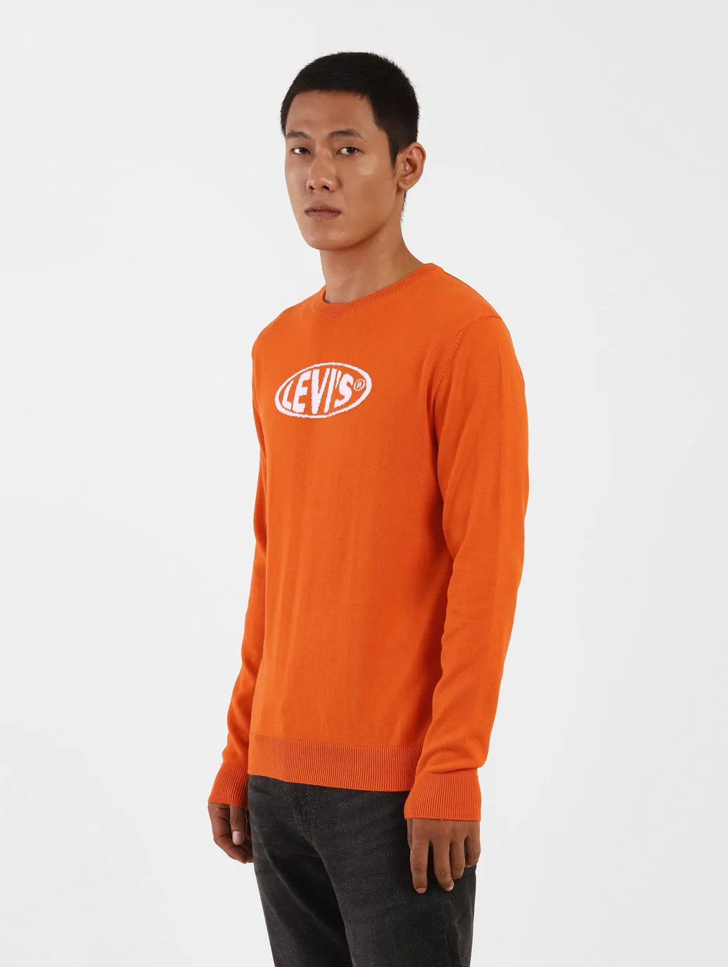 Men's Orange Crew Neck Sweater