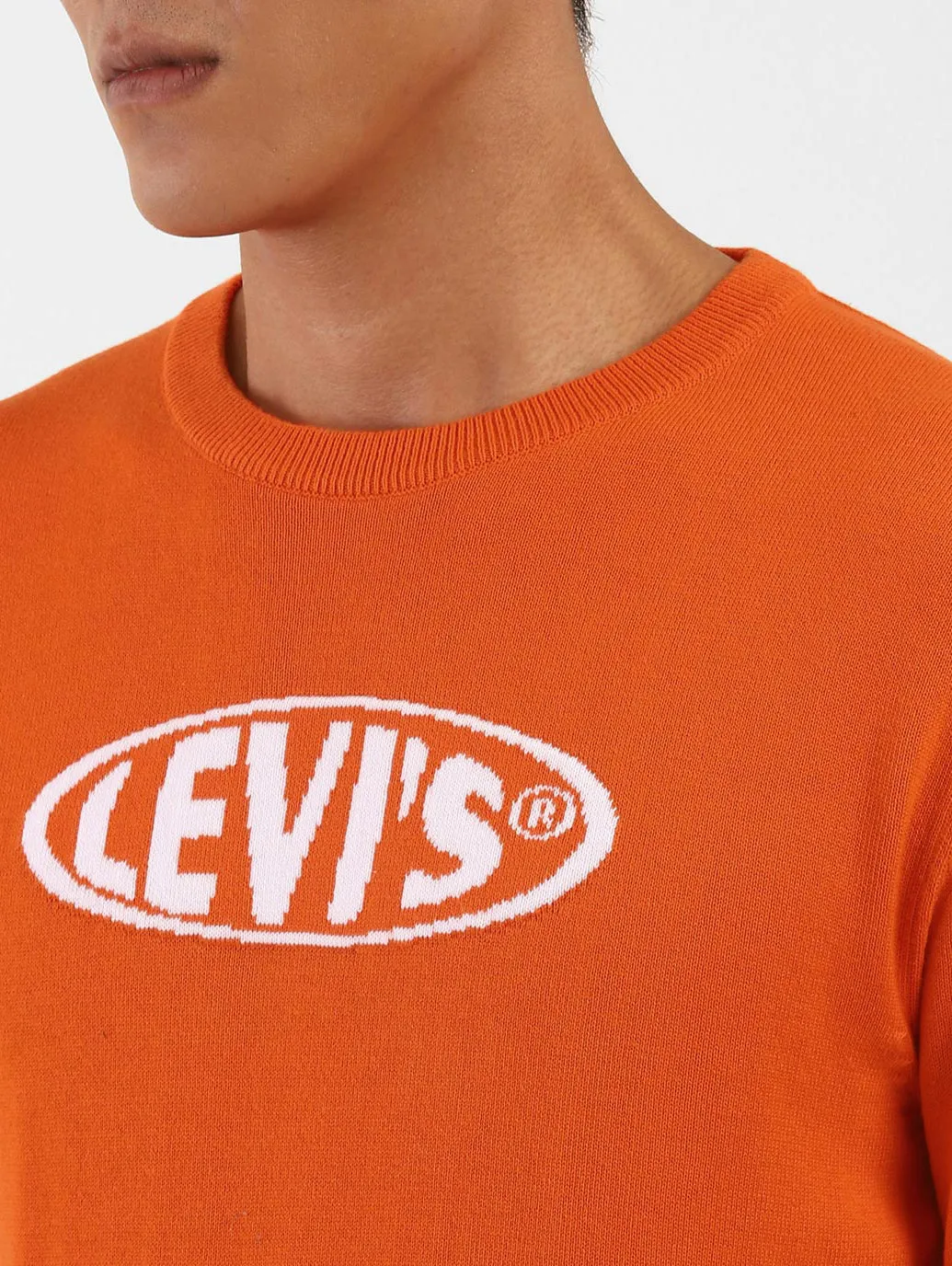 Men's Orange Crew Neck Sweater