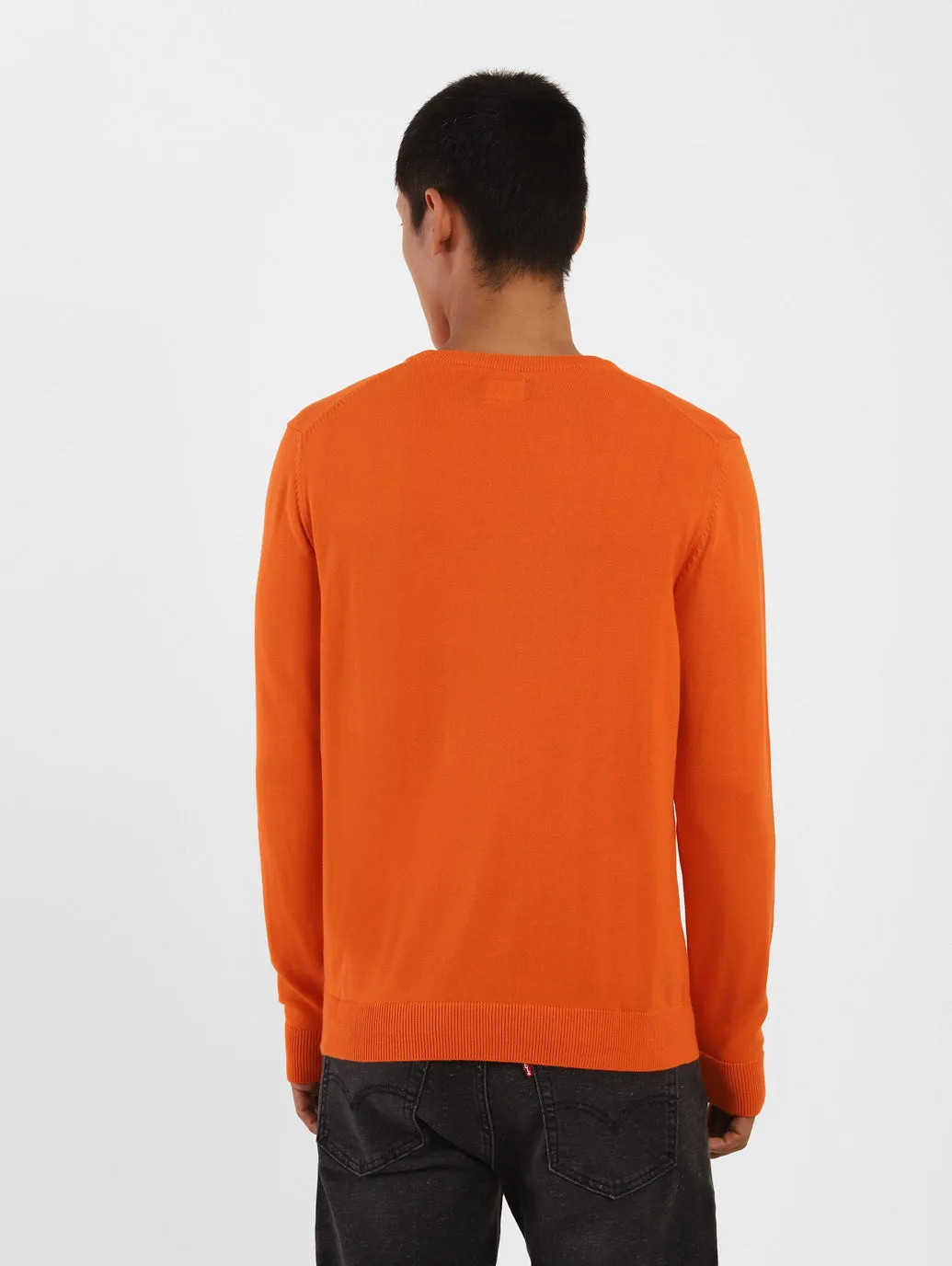 Men's Orange Crew Neck Sweater