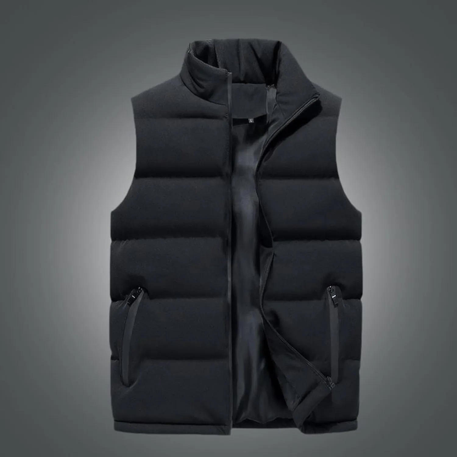 Mens Outdoor Vest Padded Puffer Vest Plus Size Lightweight Down Jacket Sleeveless Zip Up Quilted Gilet Jacket Outwear