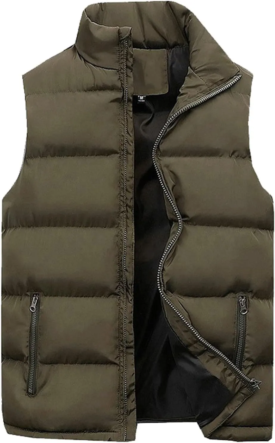 Mens Outdoor Vest Padded Puffer Vest Plus Size Lightweight Down Jacket Sleeveless Zip Up Quilted Gilet Jacket Outwear